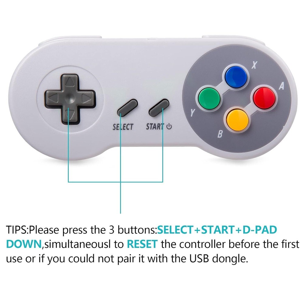 2x SNES Wireless Super NES Controller for SNES Super Entertainment System MAC PC