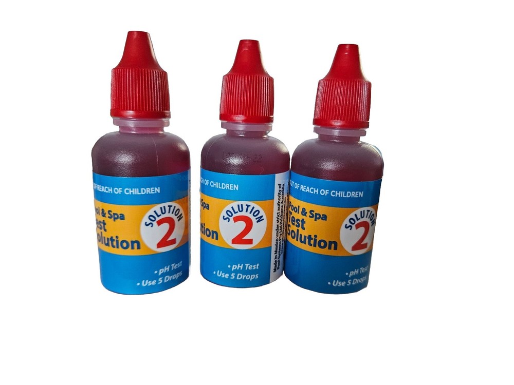 3 X Aussie Gold PH Test Solution NO.2 - Suits 4in1 Pool Spa Test Kit