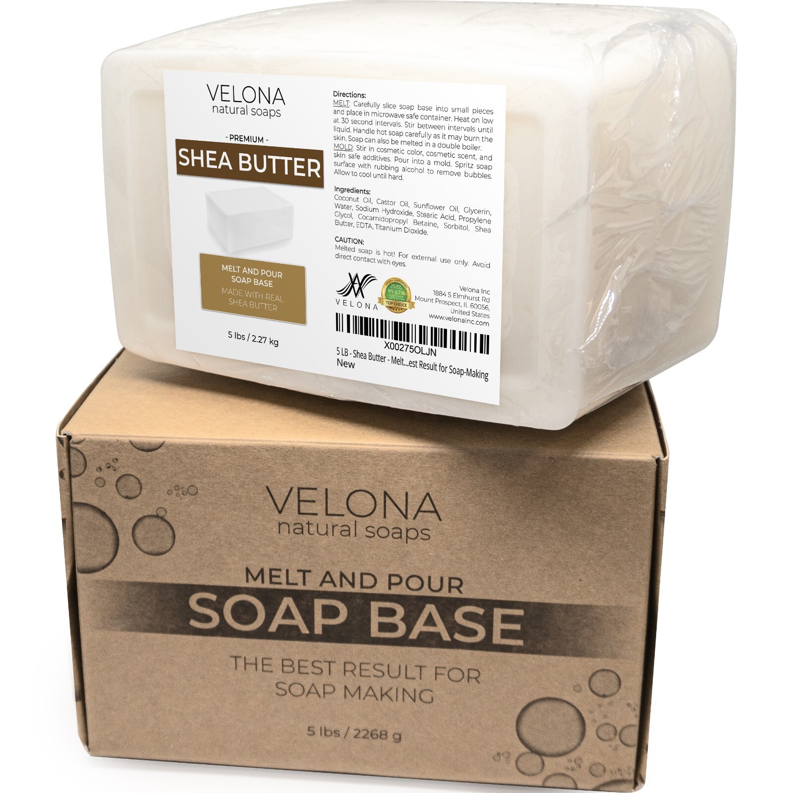 2,5,10,25 LB - Shea Butter Soap Base by Velona SLS/SLES Free Melt Pour