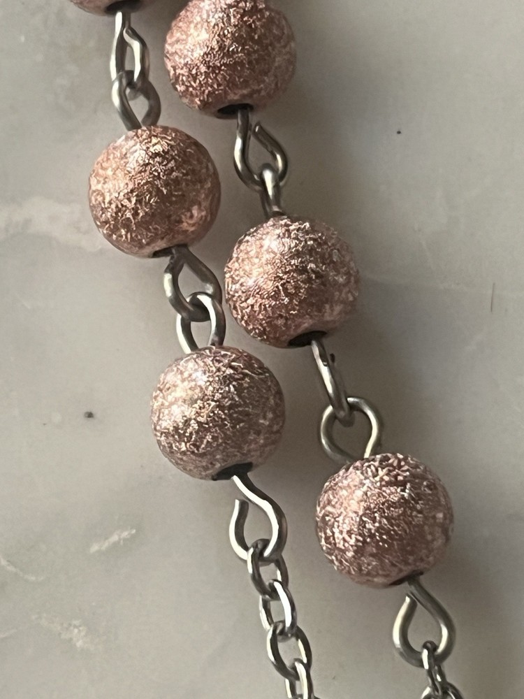 Handmade Fleur-de-lis Rose Gold/Silver Metallic Catholic Gift Rosary