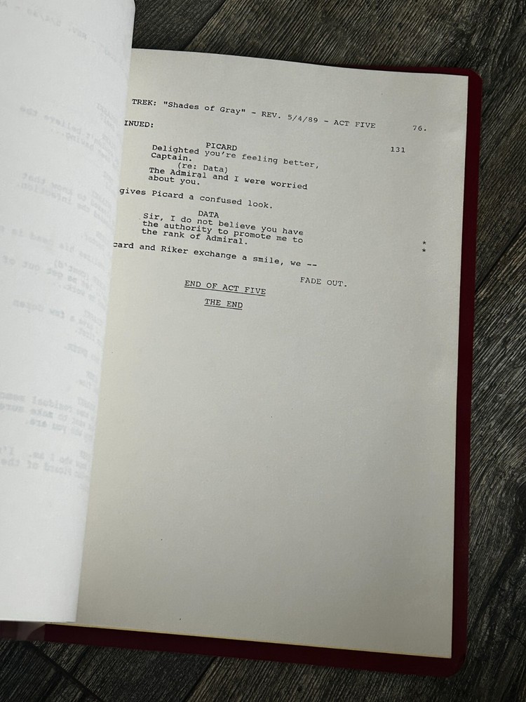 STAR TREK Script The Next Generation Shades of Gray Revised Final Draft