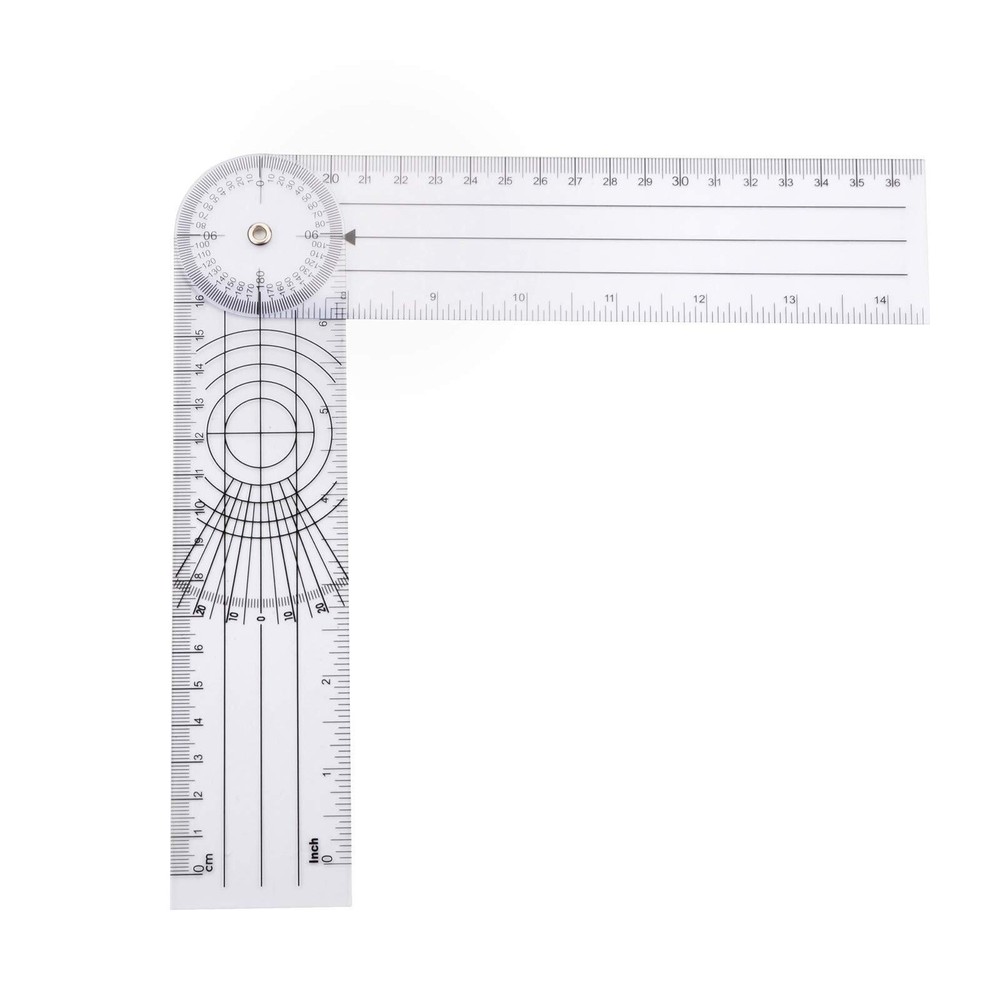 Clear Plastic Goniometer Can Rotate 360 Degree 7'' Arms Quick Angle Protractor M