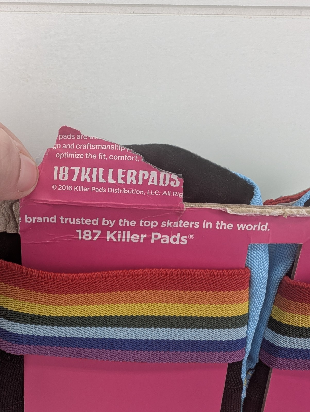 Moxi 187 Killer Pads Roller Skate Pad Set Knee Elbow Blue Rainbow Stripe