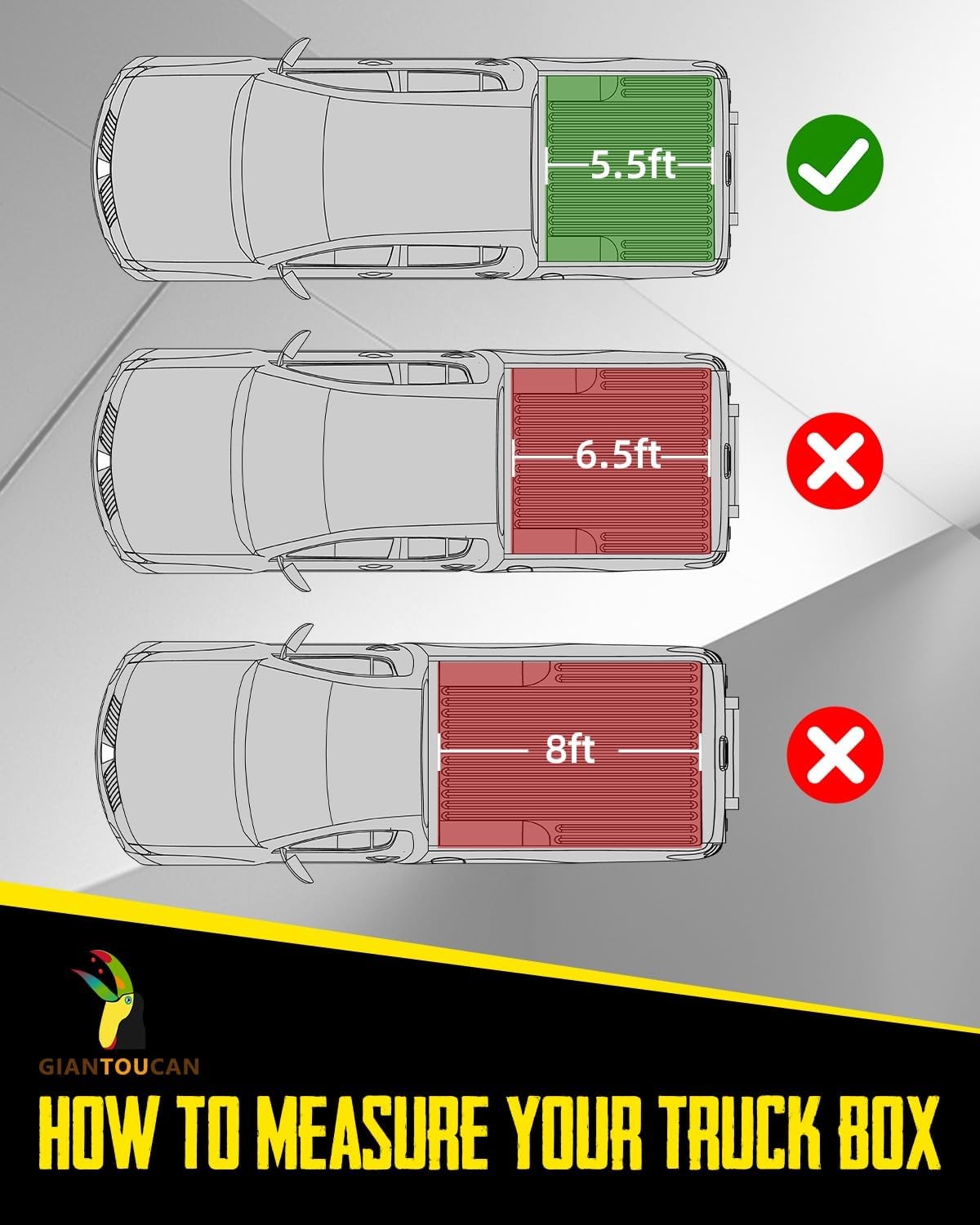 5.5ft (67.1") Bed Hard Tri Fold Low-profile Tonneau Cover For 2015-25 Ford F-150