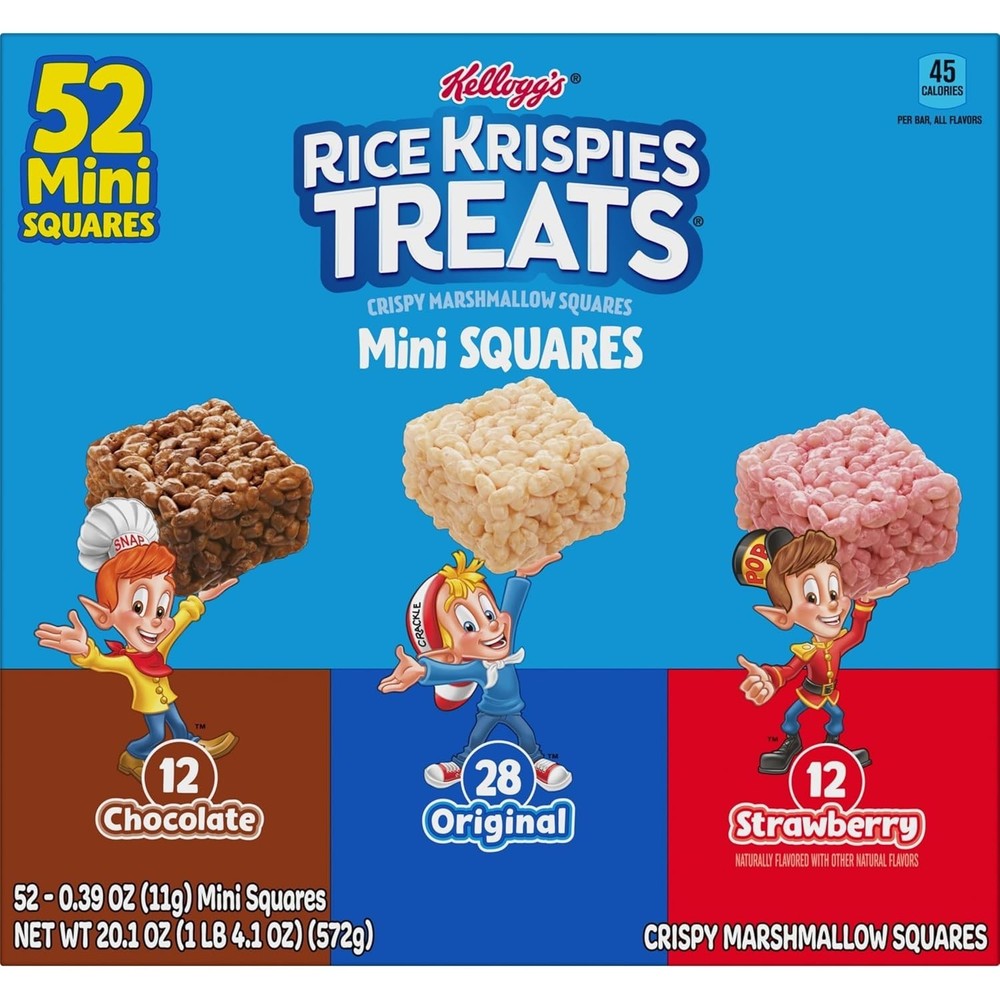 Mini Crispy Marshmallow Squares Variety Pack - 52 Individually Wrapped Bars