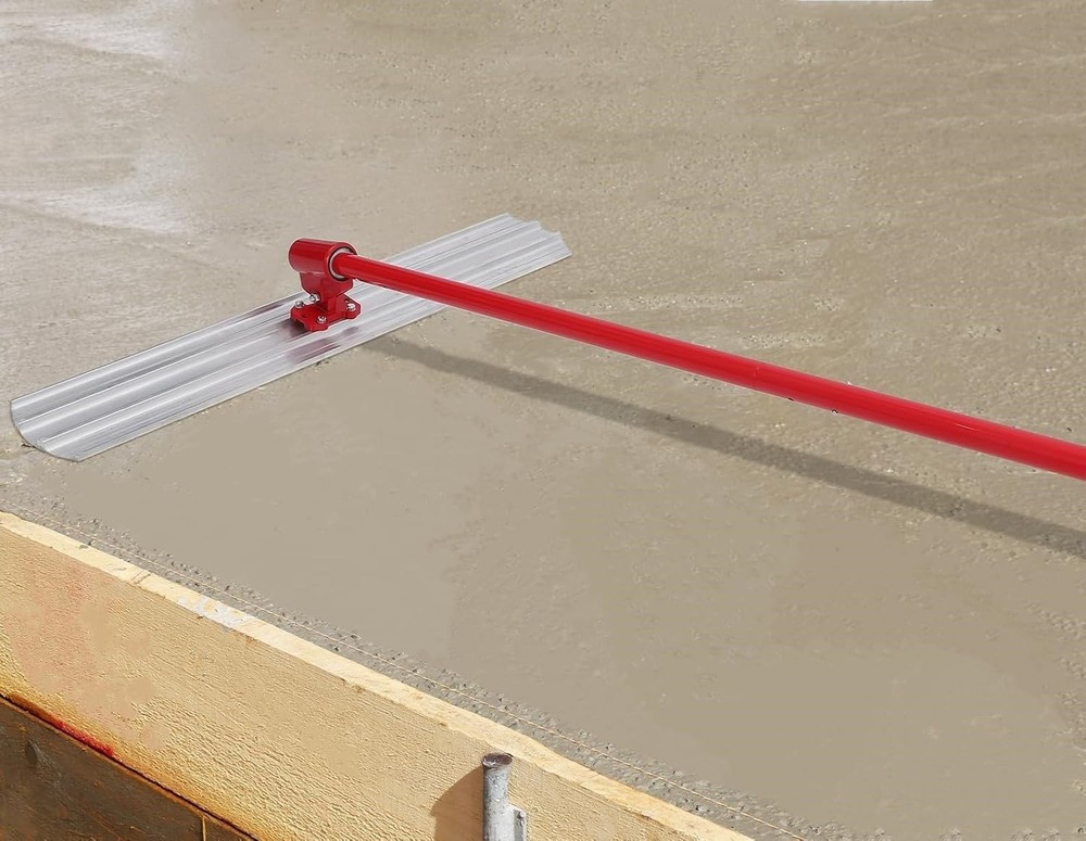 46"x8" Bull Float Magnesium Concrete Float Tool w/ 4 Extendable Handle Round End