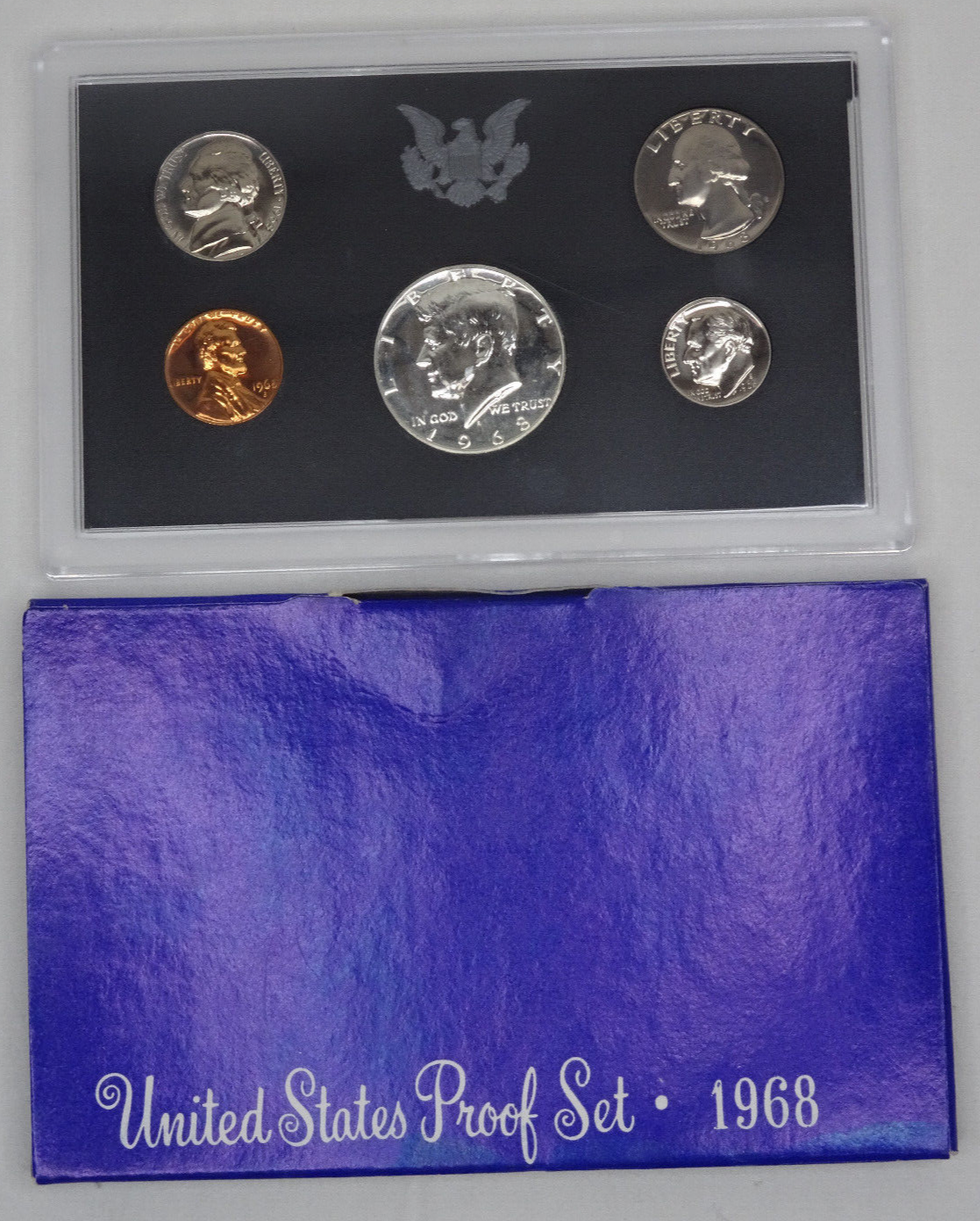 1968-S US Mint Proof Set with Box OGP 5 Coins 40% Silver Kennedy