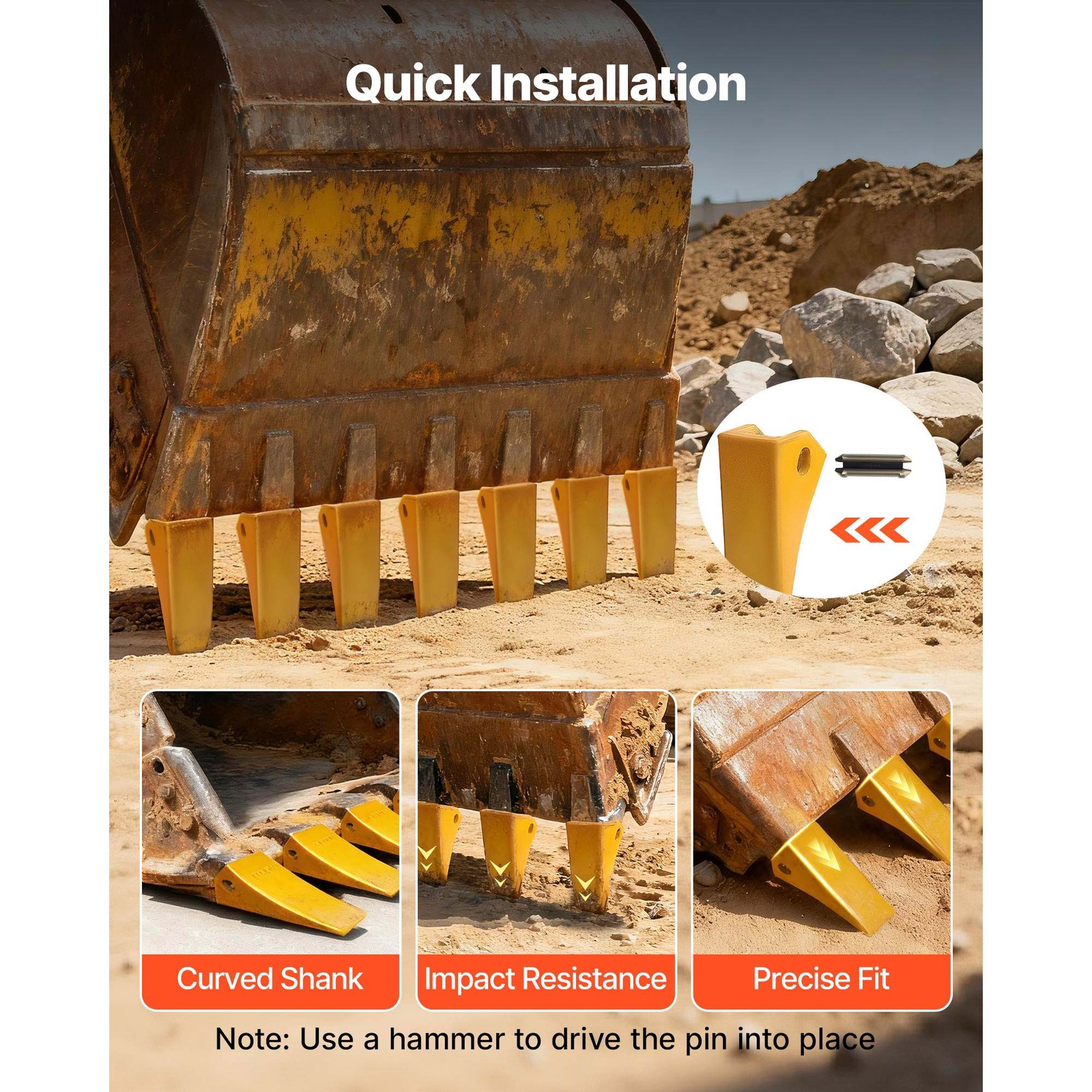 Uimoso 10 Pack 230SP Bucket Teeth with Pins 23 230 Series Excavator Bucket Teeth