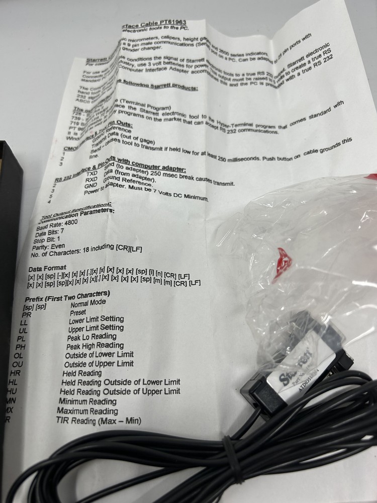 Starrett PT61963 3rd gen. Interface cable