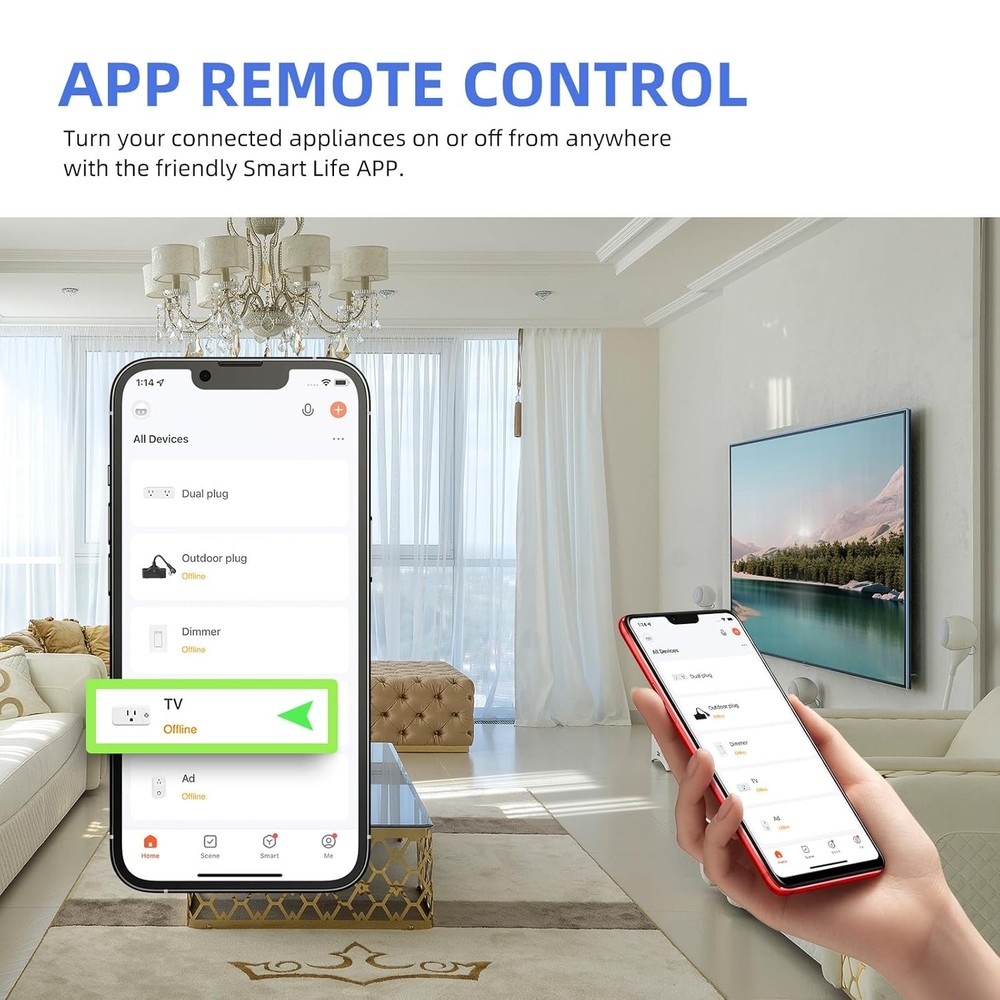 2 Pack Mini Smart Plug, 15A WiFi Outlet with Timer & Group Control