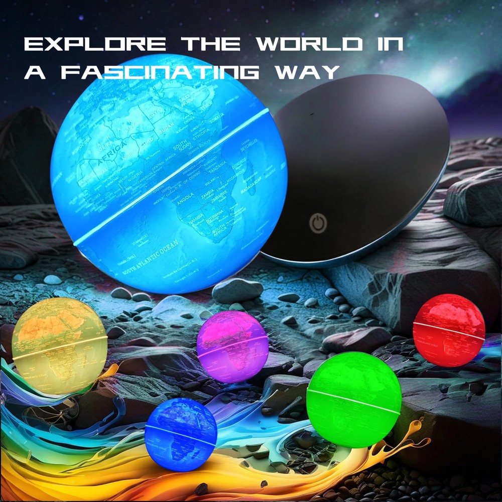 Magnetic Levitating Floating Globe with LED Light, 16 Colors Cool Tech Gadget...