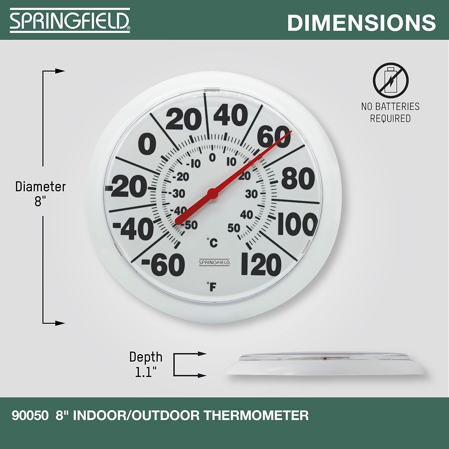 Indoor Outdoor Big and Bold Dial Thermometer, Wireless Thermometer with Easy to