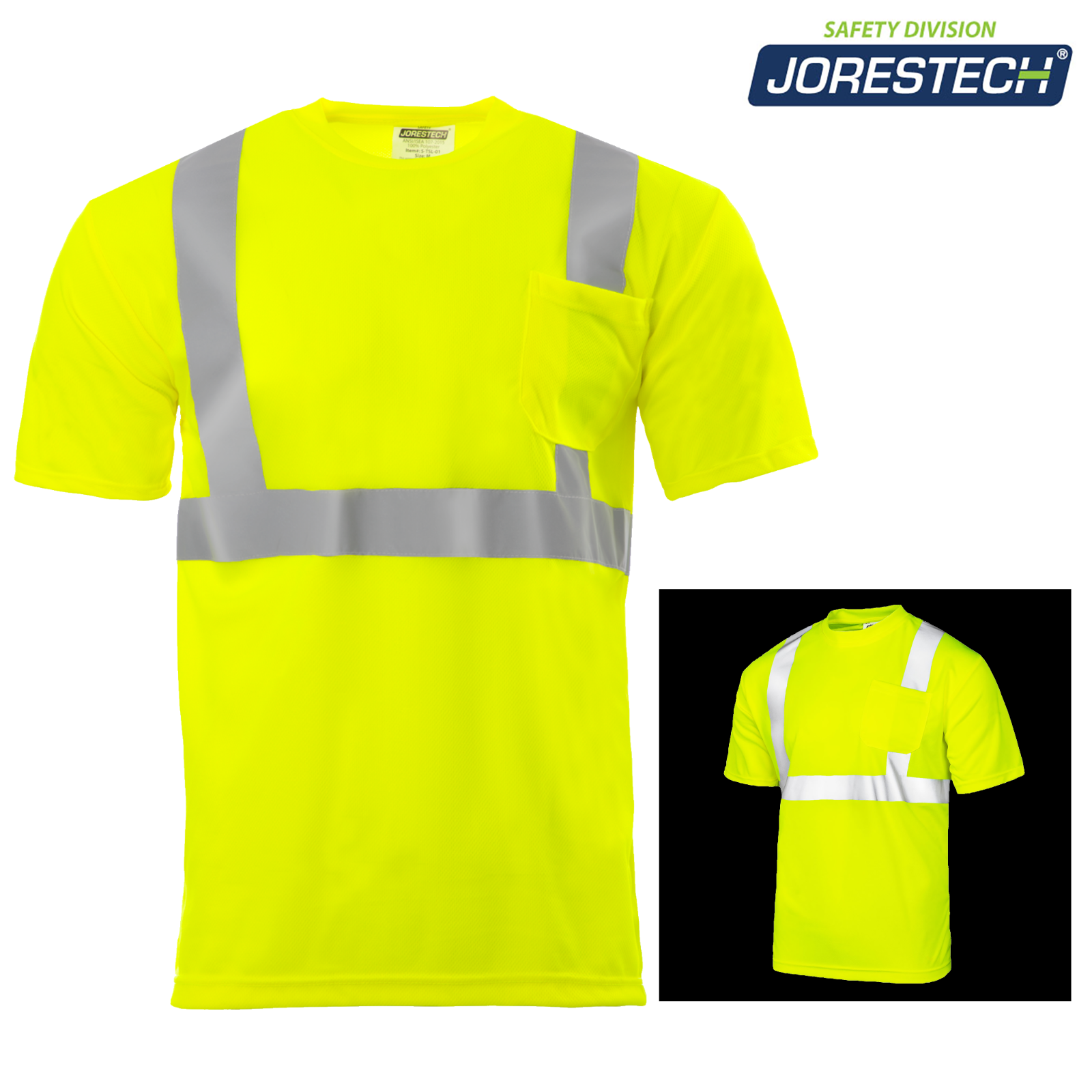 5-Pack Hi-Vis ANSI Class II Reflective Safety T-Shirts Lime