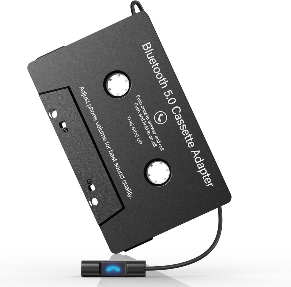Car Audio Bluetooth 5.0 Cassette Receiver, Function Button, Black
