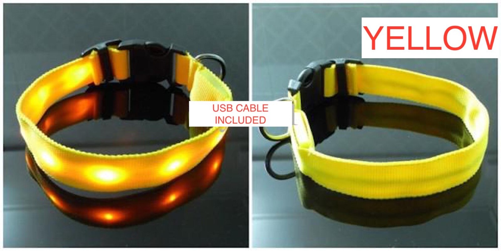 LED RECHARGEABLE COLLAR glow light-up Dog (s, m, l, xl) Cat (xs) Pet Safety USB
