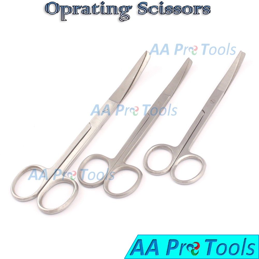 3 Operating Scissors 4.5"+5.5"+6.5" Curved Sharp Blunt Surgical Instruments