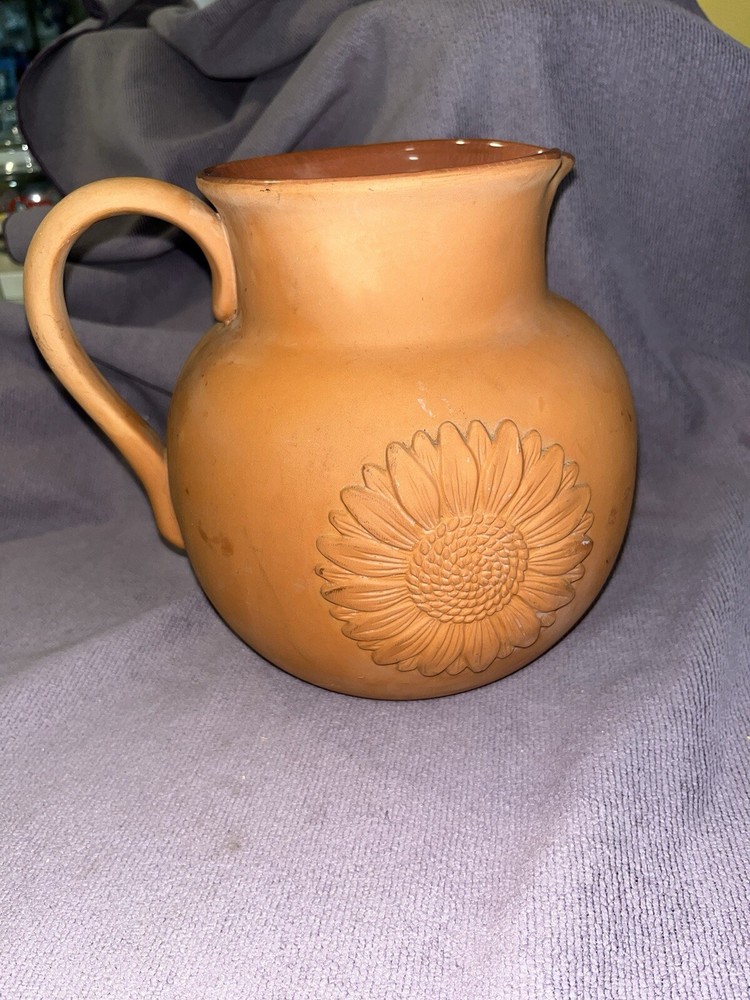 Terra Cotta Sunflower Pitcher