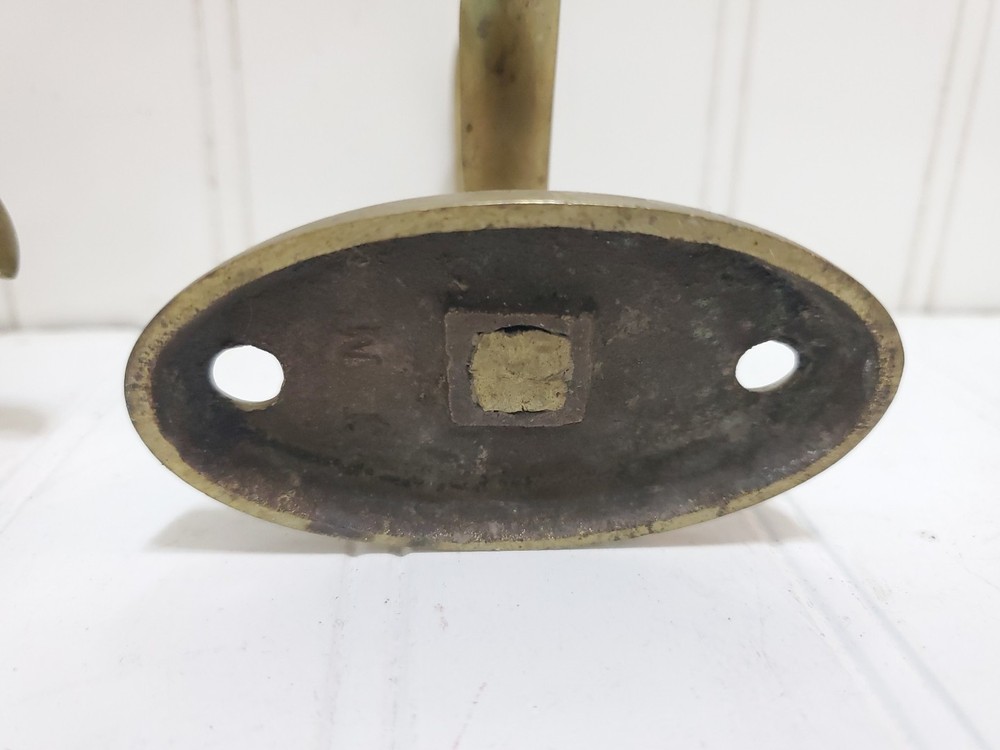 Antique Period Fireplace Jamb Hook Solid Brass Cast Marked J.M. Matched Pair