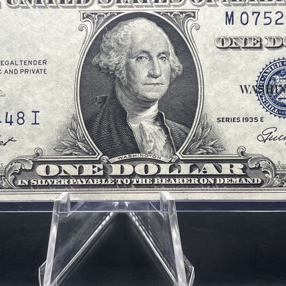 Misaligned ERROR 1935-E $1 One Dollar Silver Certificate *Crispy*