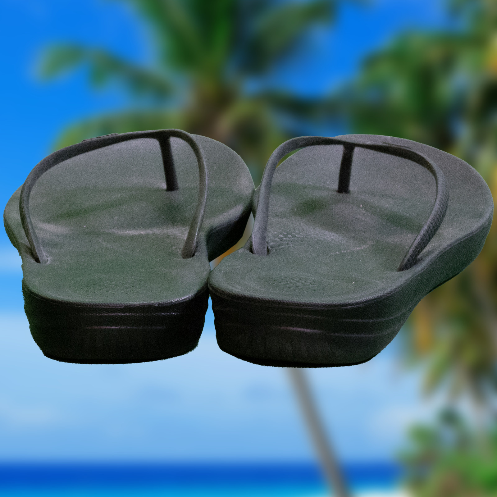 FitFlop IQushion Ergonomic Comfort black Flip Flops Women's US 8