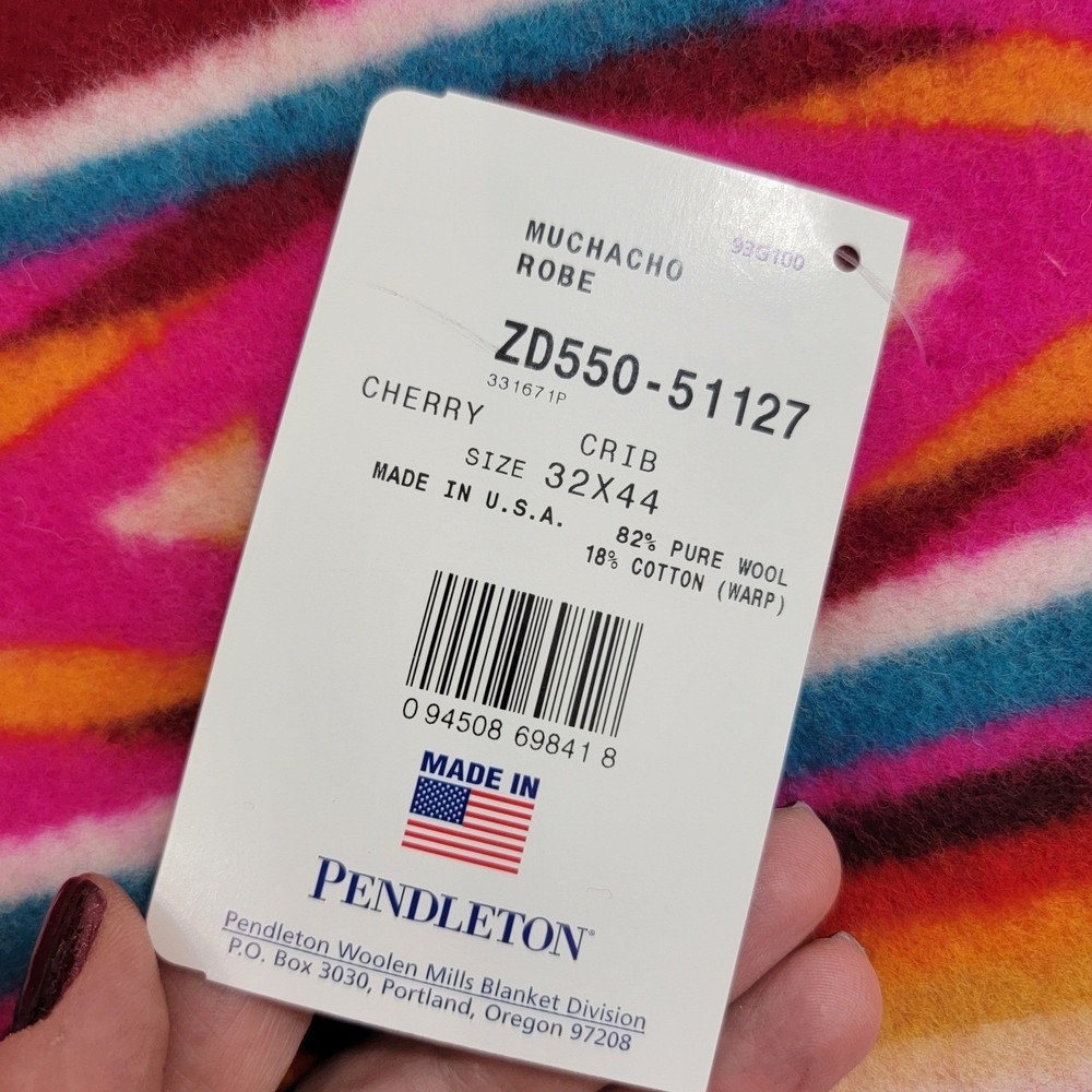 Pendleton NWT Beaver State Wool Cherry Muchacho Robe Crib Blanket Personalized