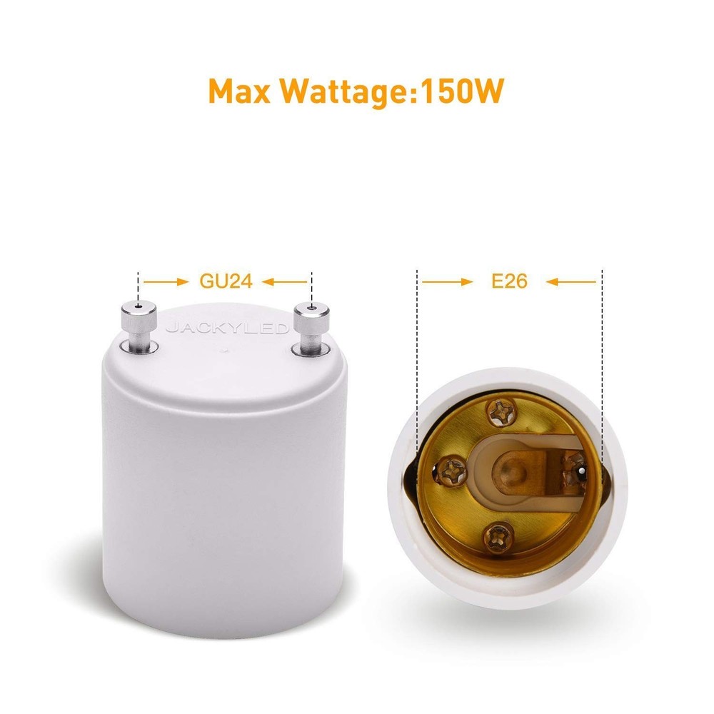 2 Pack Fireproof GU24 to E26/E27 Adapters: 392℉ Heat Resistant Solution