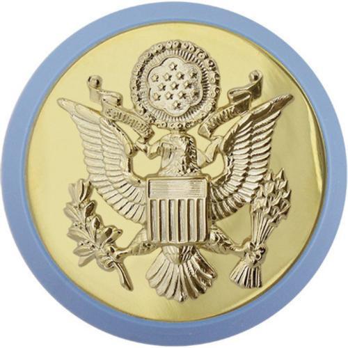 Army Enlisted Cap Device with Infantry with Blue Disc