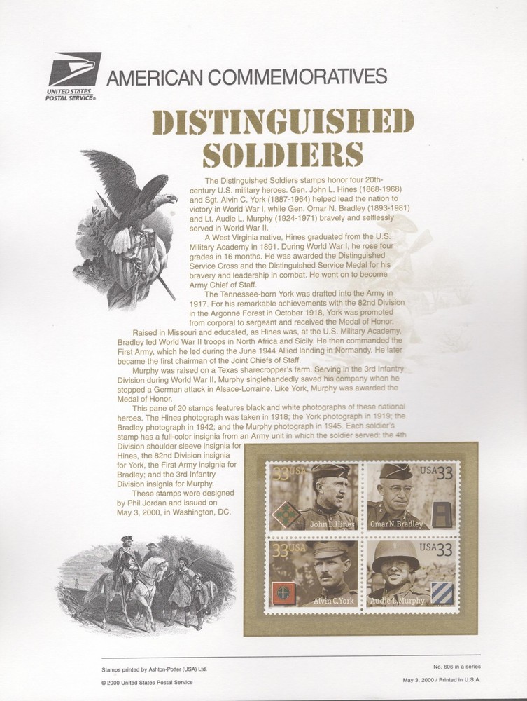 2000 Commemorative Panel Honoring Distinguished Soldiers