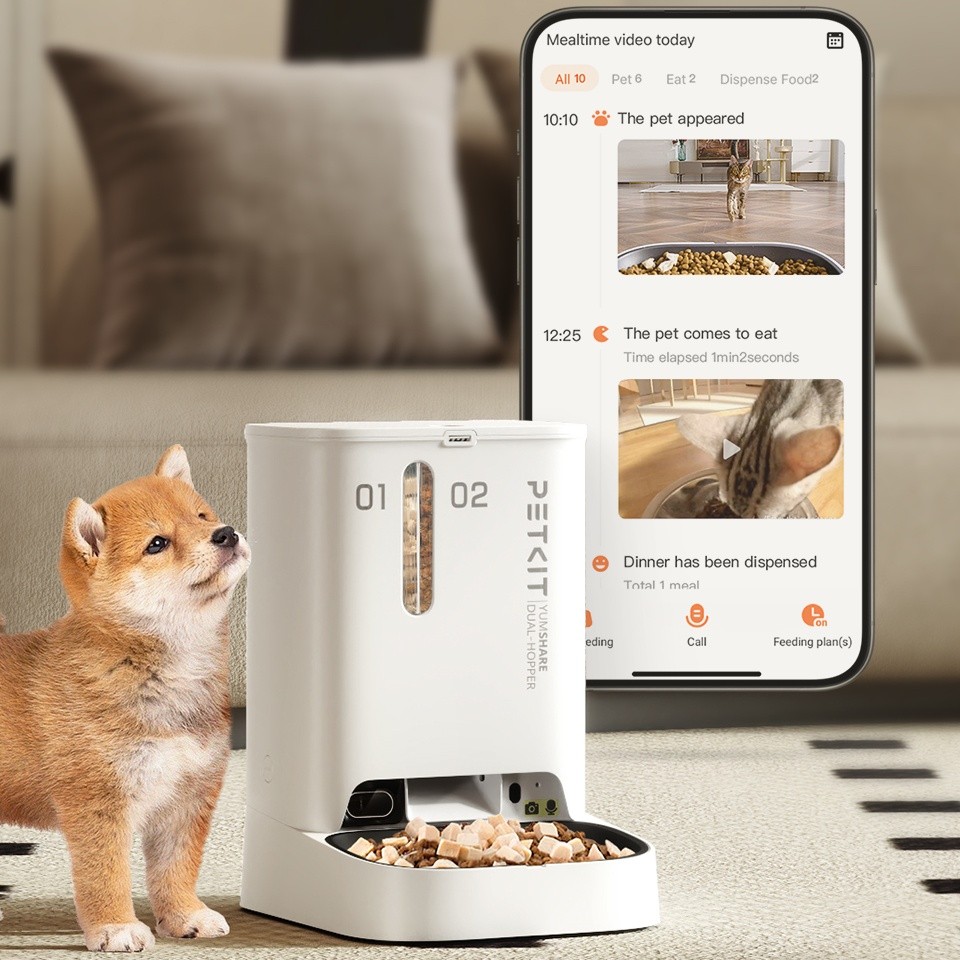 PETKIT Automatic Cat Feeder with Camera, 1080P HD Video, 2-Way Audio,Dual Hopper