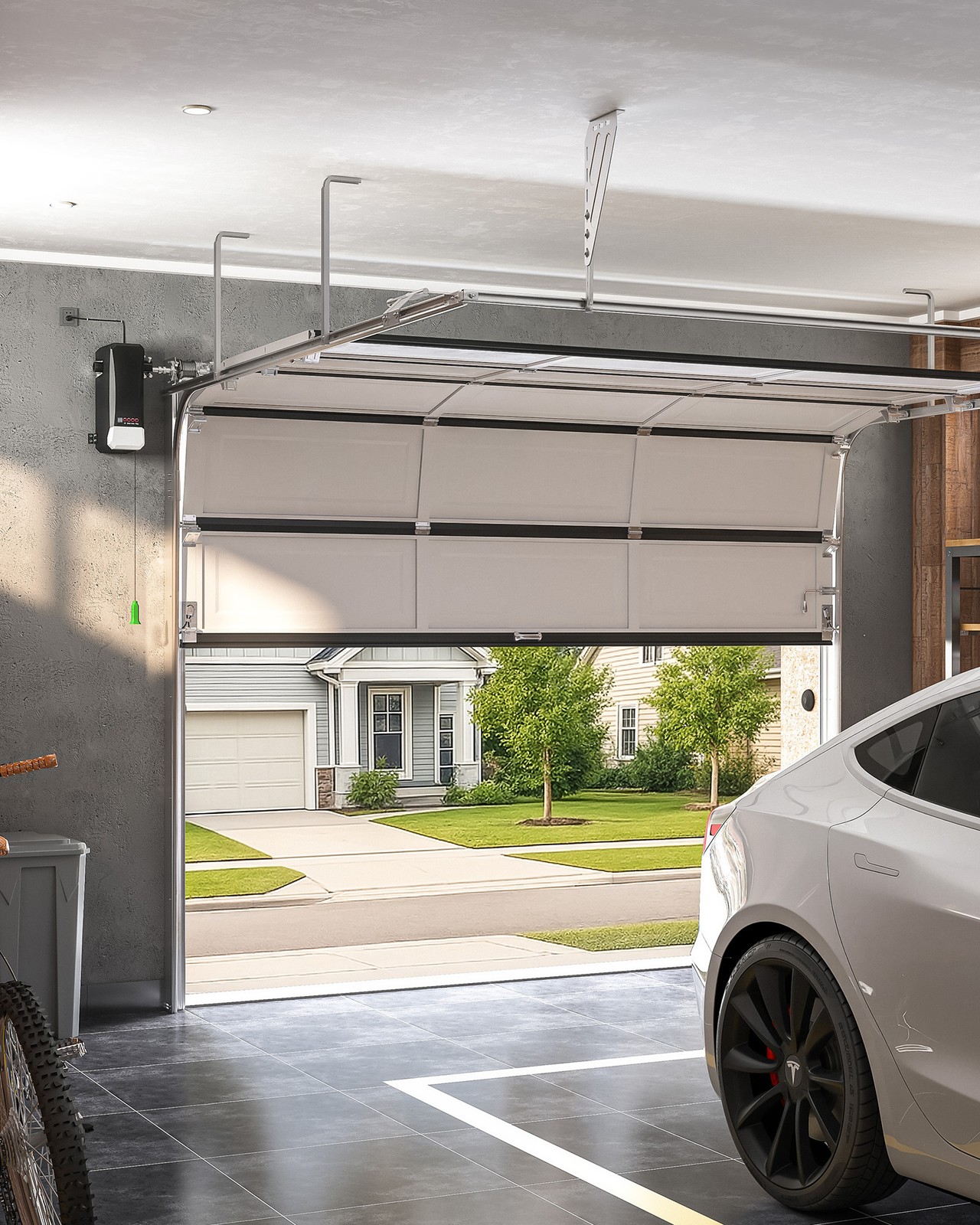 ZUMI Wall Mount Automatic Garage Door Opener with Remote Controls IR Sensors