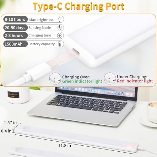 Wireless Under Cabinet Lighting 3 Pack, Magnetic Motion Sensor Light 12 Inch