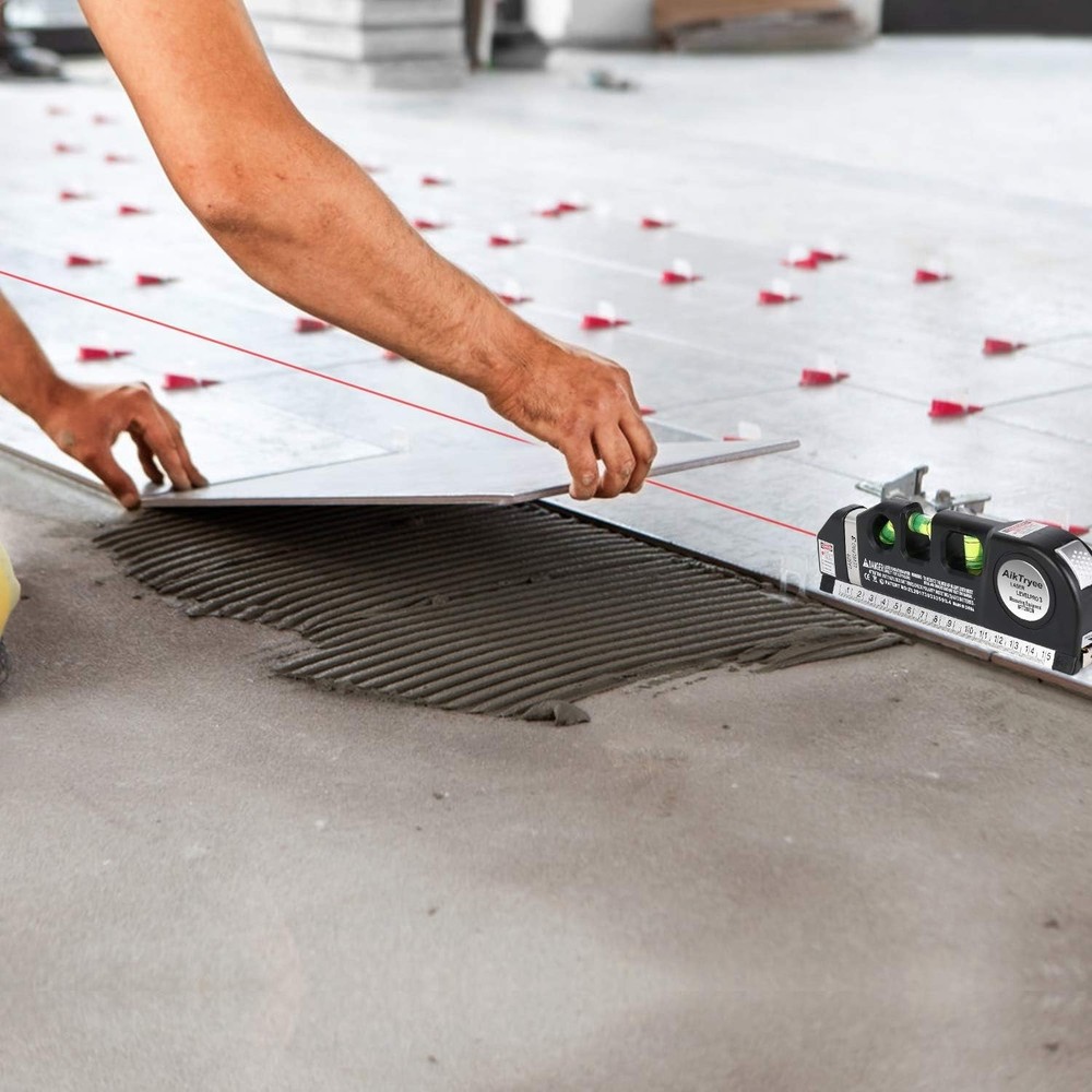 Laser Leveling Tool with Cross Line Function and 8ft Ruler for Precise Measuring