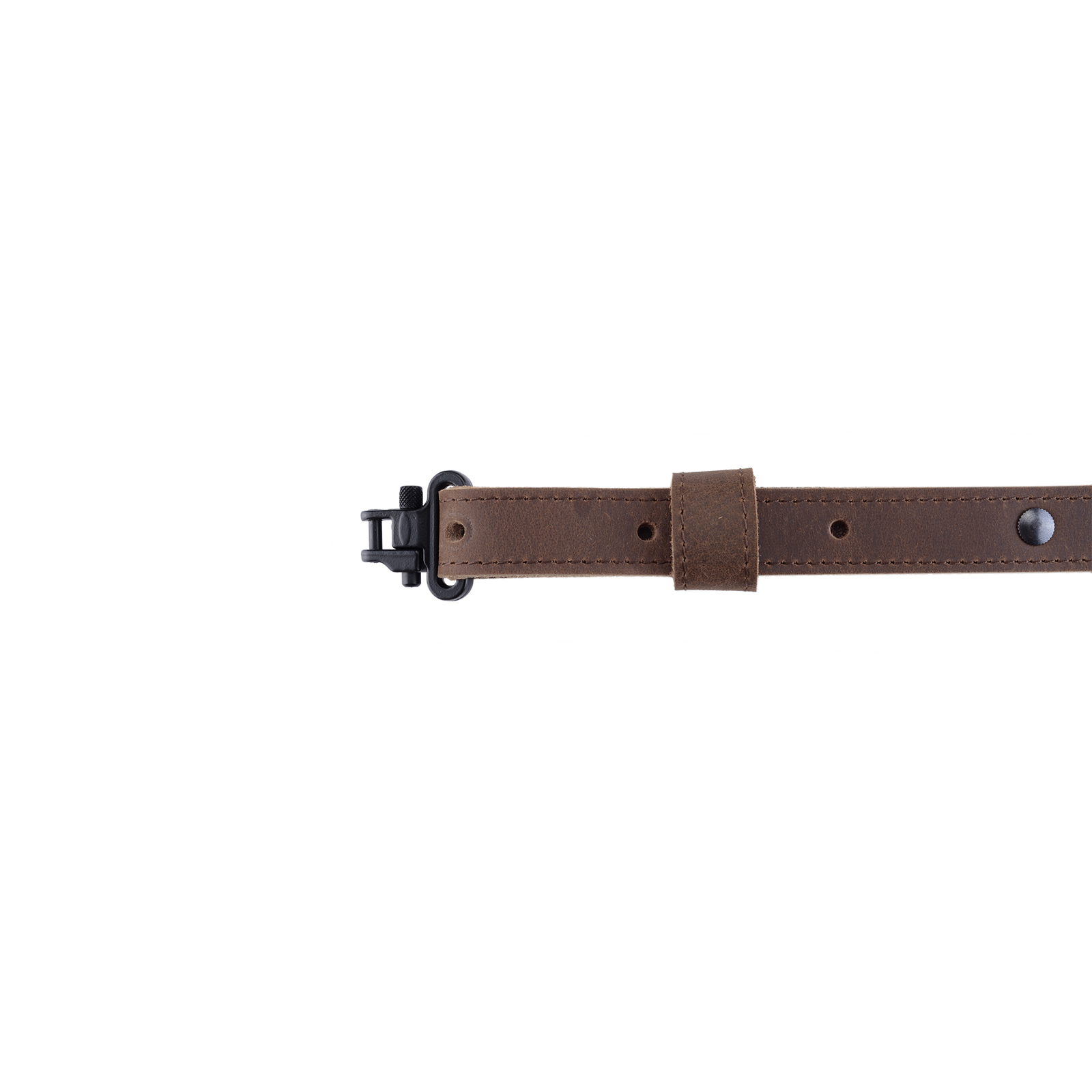 Rifle Gun Sling Buffalo Leather with Mil-Spec Swivel Crazy Horse Brown Stitch