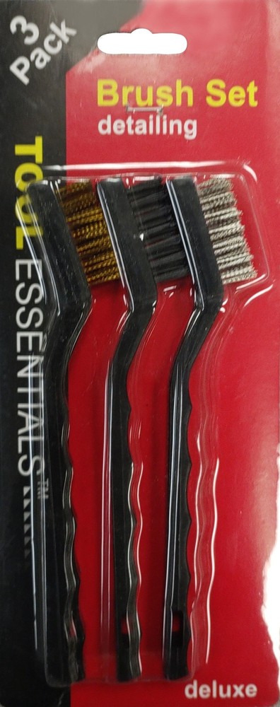 Tool Essentials 3PC 6" Mini Wire Brush Set with Plastic Handles