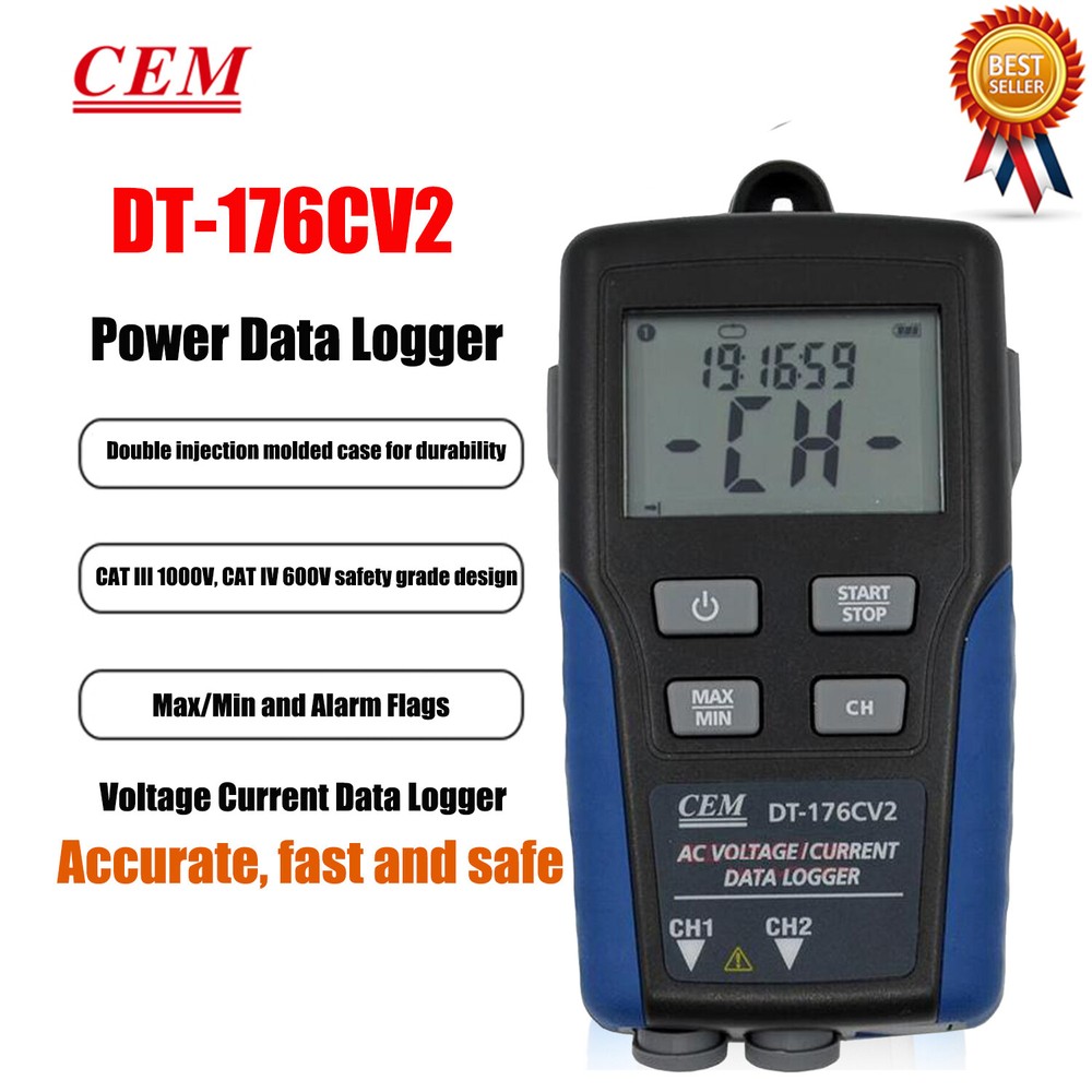 DT-176CV2 AC Current and Voltage Datalogger Digital LCD Display #