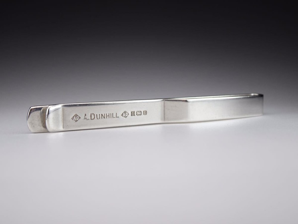 Dunhill Block Check Silver Tie Pin