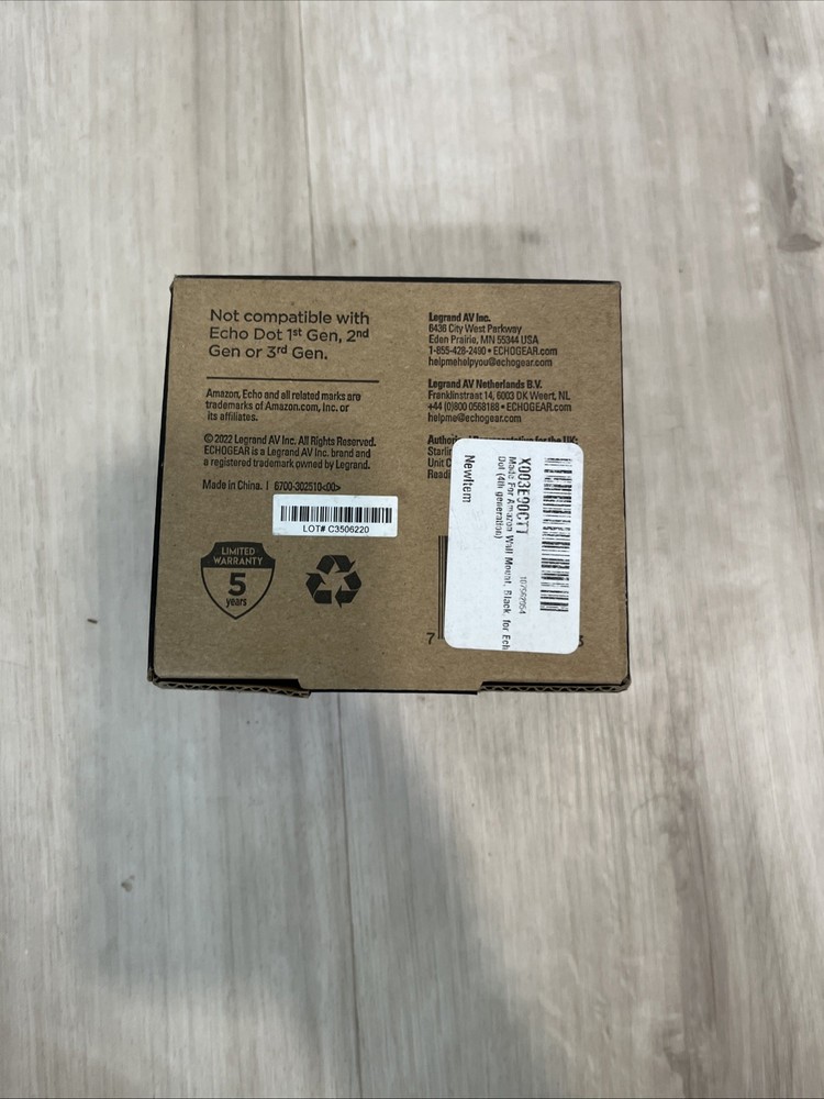 Echo Gear Wall Mount For Amazon Echo Dot 4th Gen - Model EGMA-EDM3-B2 - NIB