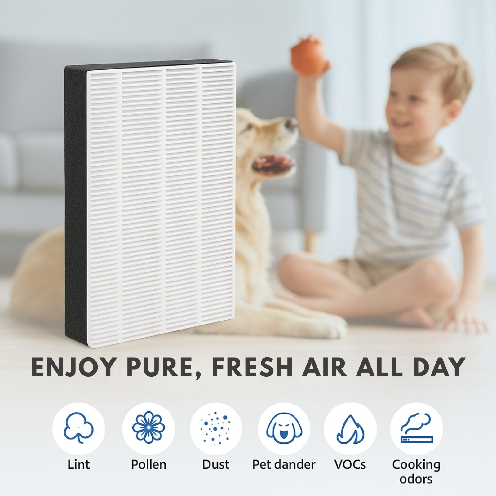 HEPA Filter F1 For Filtrete Air Purifier C01 T02 FAP-C01BA-G1 FAP-T02WA-G1, 6PK