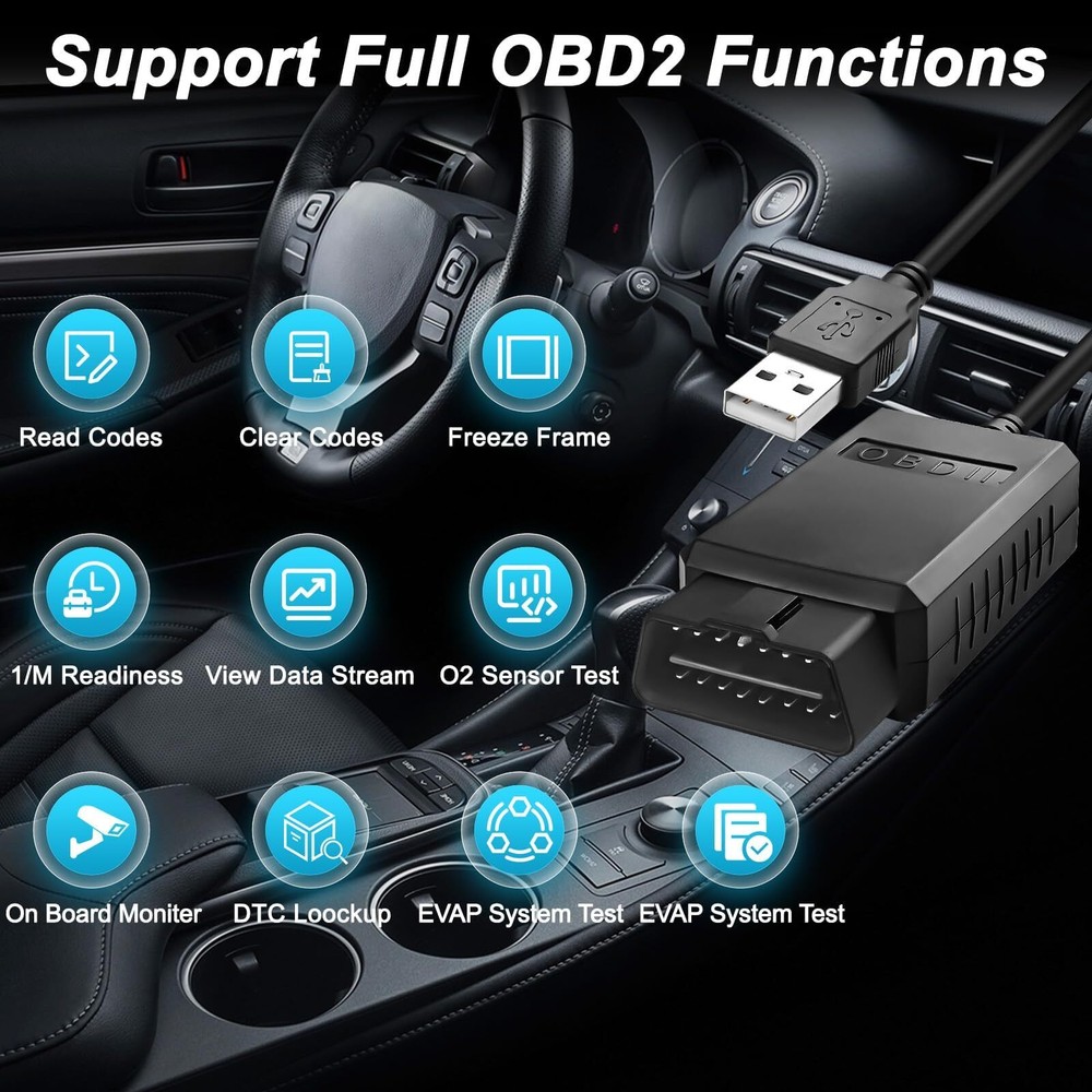 XMSJSIY USB OBD2 Scanner Adapter with MS-CAN/HS-CAN Switch OBDII Diagnostic C...