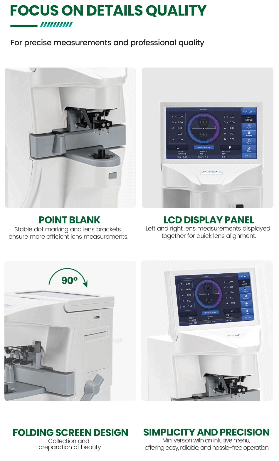 Multi-function Auto Lens Meter Touch Screen Uv Pd Printing Focimeter Lensometer