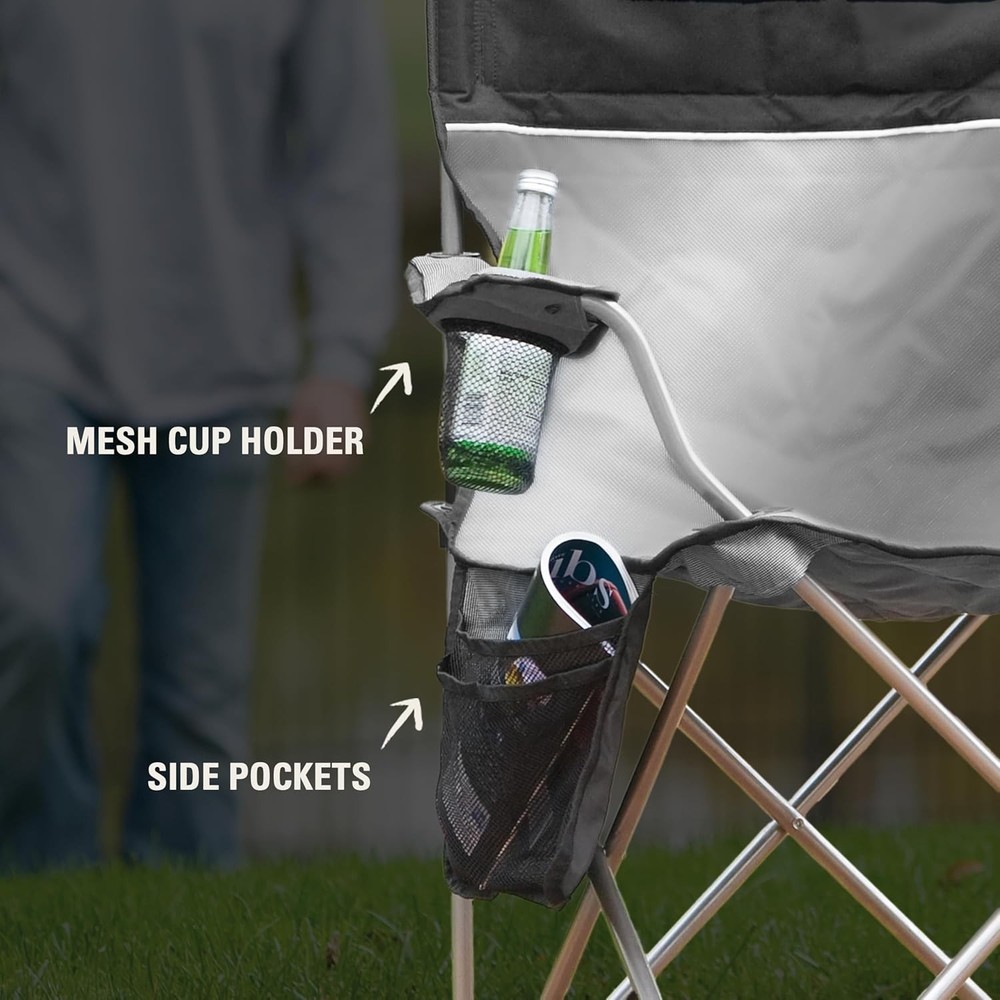 Portable Camping Chair with Cooler Grey