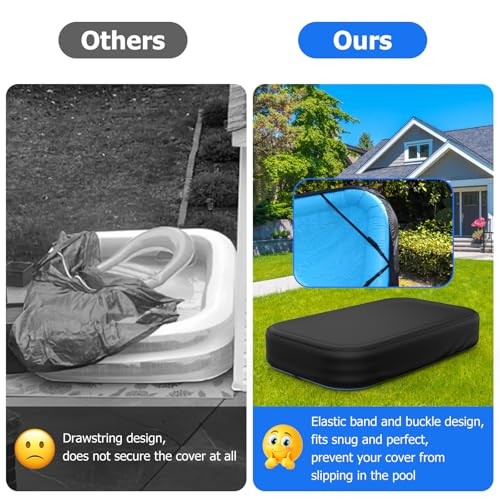 Rectangular Pool Cover for Inflatable Pool, Fits Blow Up Pool Size 120" L x