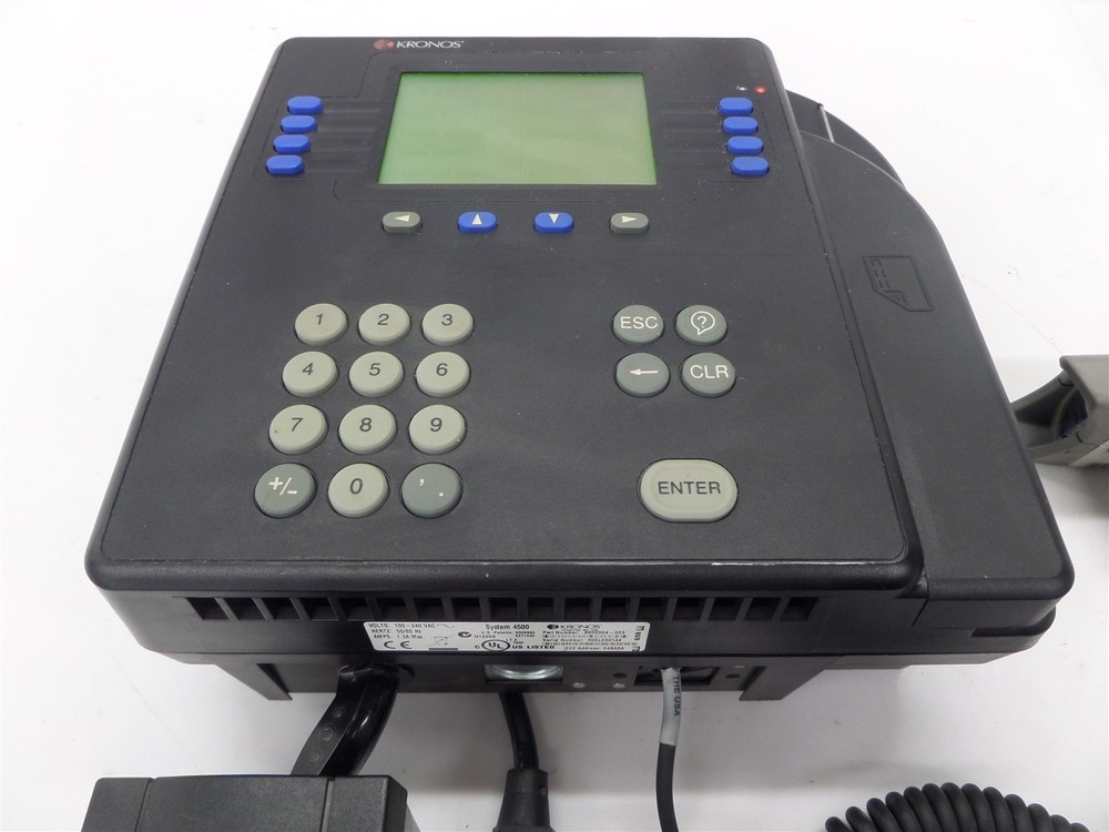 Kronos 4500 Digital Time Clock System 8602004-003 w/ Card Reader & Scanner