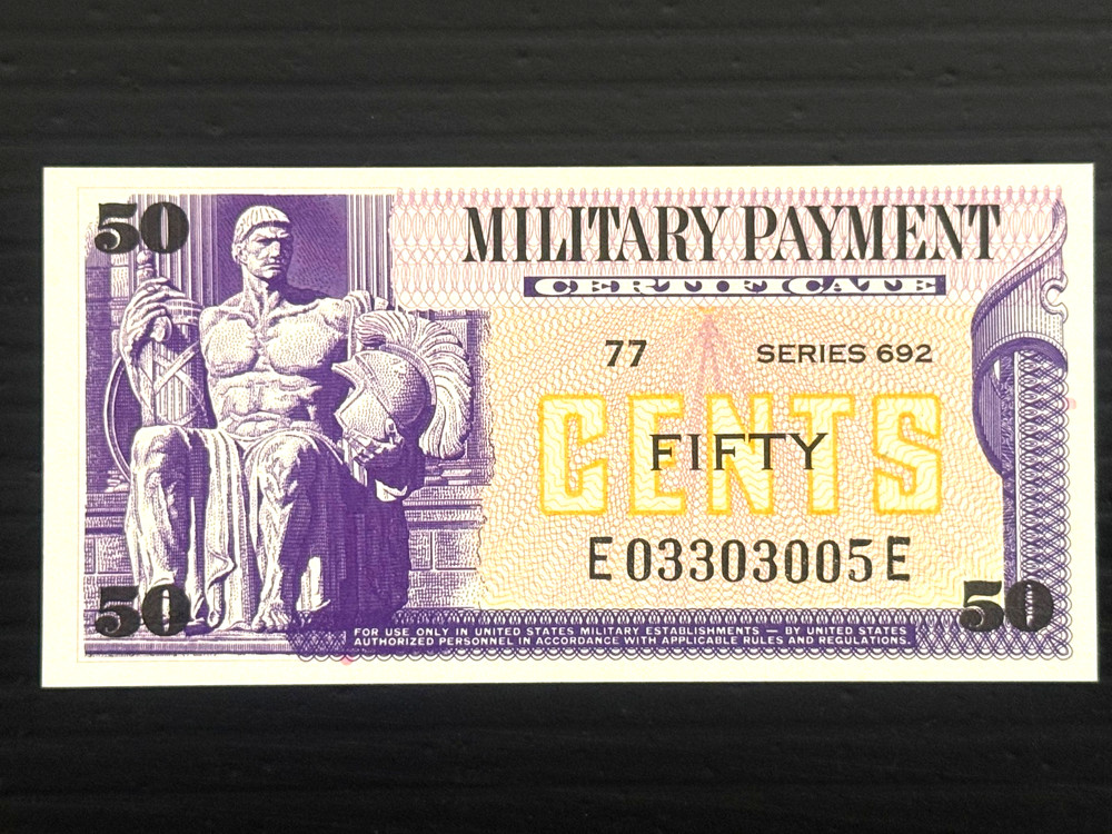 Series 692 Military Payment Certificate Note 50 Cents New Uncirculated