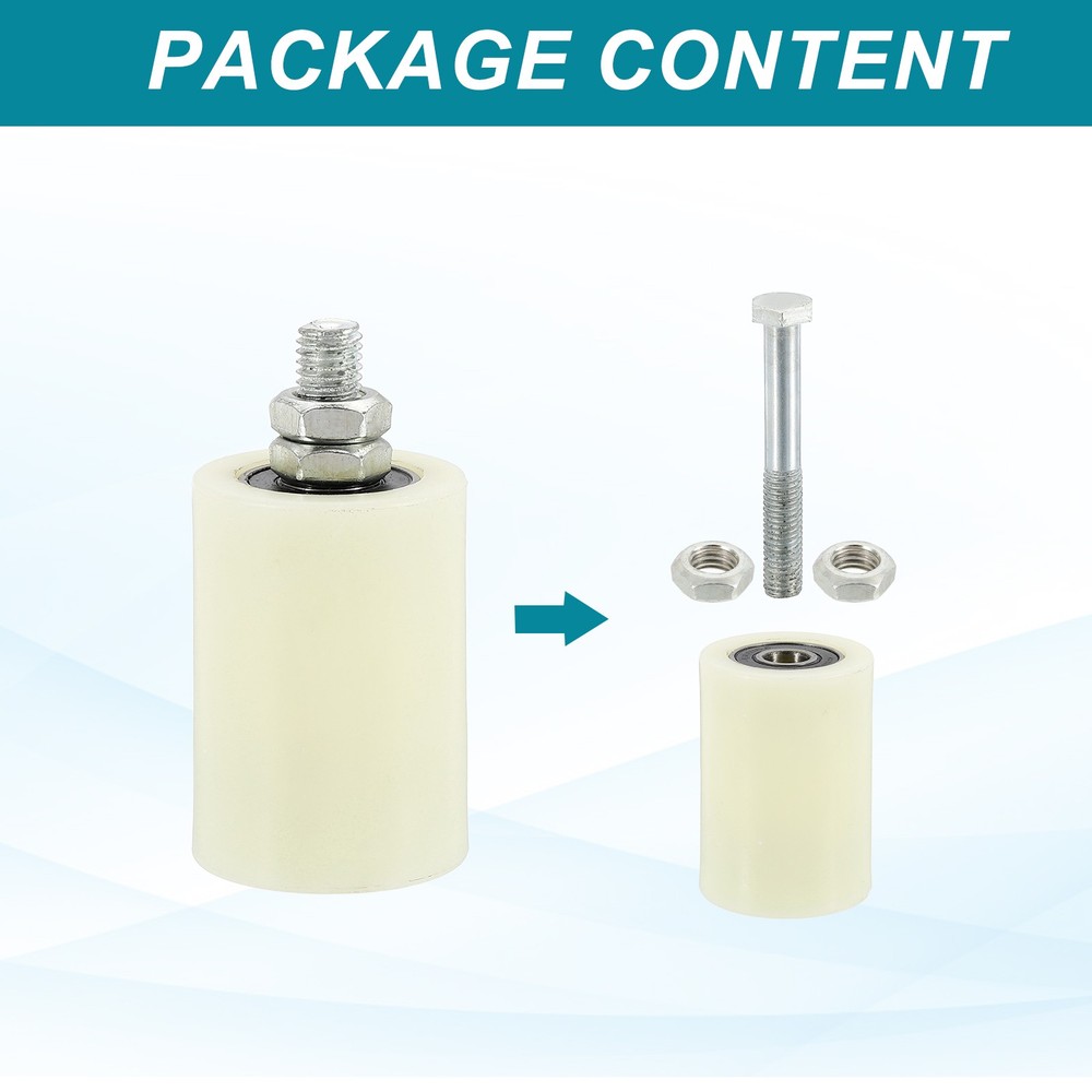 2Set Slide Gate Guide Roller 2.8" Adjustable Nylon Roller, White