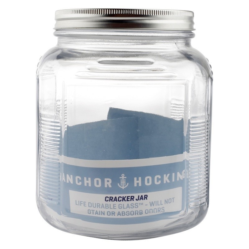 Glass Cracker Jar 2 Quart Food Storage Jar W/ Lid Stackable Durable Clear New