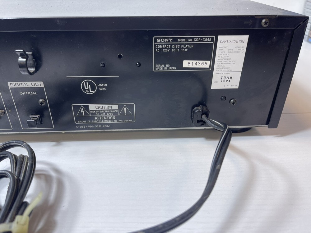 Sony CDP-C500 CD Player 5 Disc Carousel Changer | NO REMOTE