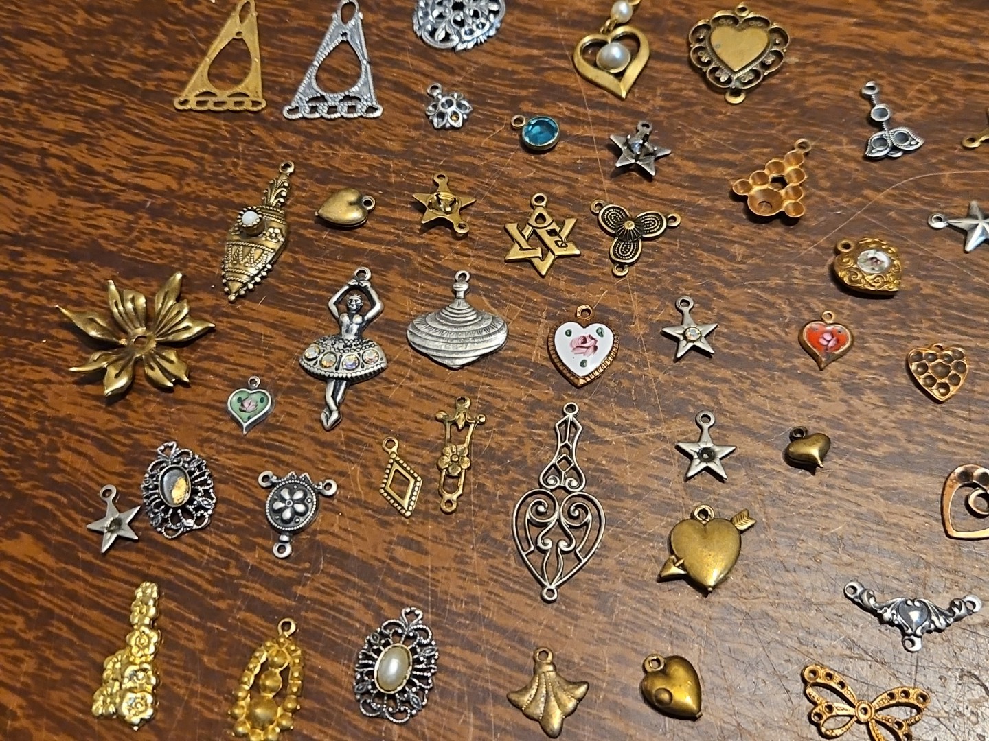Lot Of 50 Mixed Parts Pcs France Vintage 60s Brass Stampings Findings Jewelry 22