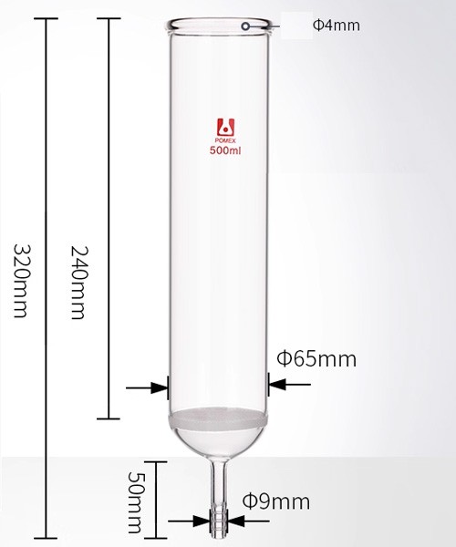 Solid-Phase Peptide Reaction Tube Single Layer with G3 Glass Sand Core