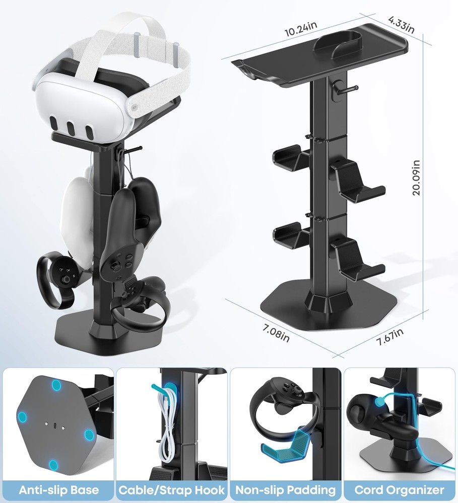 Headphone & Controller Stand with VR Holder Stand for Desk, Universal VR2 Gam...